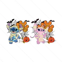 stitch and angel mummy halloween svg