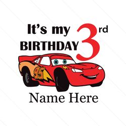 birthday boy 3 years old svg, lightning mcqueen car svg
