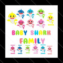 baby shark family bundle svg png, family svg, baby shark svg