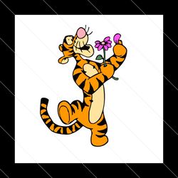 tigger flower winnie the pooh svg png, disney svg, tigger svg