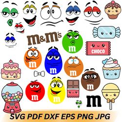 m and m svg,m and m faces svg,m&m faces svg m&m's faces svg, m and m silhouette, letter m, 6 cut file svg ai eps dxf pdf