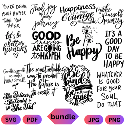 positive quotes svg bundle, happy svg, motivational quotes svg