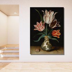 ambrosius bosschaert print canvas,ambrosius bosschaert art,flowers in a glass printable wall art,oil painting print