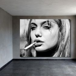 angelina jolie smoking canvas ,angelina jolie print art,angelina jolie canvas ,best singer canvas, vintage canvas,ready