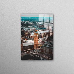 mural art, wall art, wall decoration, ciyscape glass printing, big ben landscape wall decor, london landscape wall decor