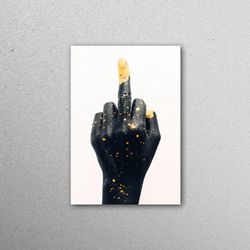 mural art, wall decor, glass printing, fuck you middle finger, contemporary glass art, fuck you glass wall art,