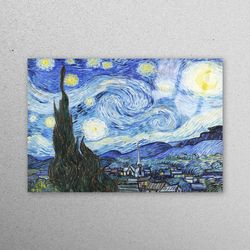 mural art, wall decor, glass wall decor, reproduction glass wall art, starry night wall art, vincent van gogh wall art,