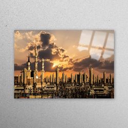 mural art, wall decoration, glass art, ramadan eid gift glass wall, sunrise glass decor, muslim housewarming glass wall,