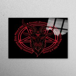 wall decor, wall decoration, glass, pentagram tempered glass, lucifer glass wall, hoodoo wall decoration, demon goat tem