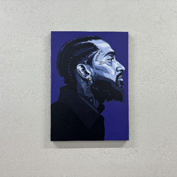 wall decor, large canvas, living room wall art, nipsey hussle, nipsey hussle canvas, nipsey hussle portrait artwork, fam