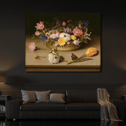 ambrosius bosschaert vase of flower art, ambrosius bosschaert art canvas print,oil painting canvas home decor,vintage wa