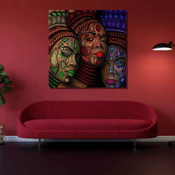 african women's print canvas wall art,print canvas of african women of color,beautiful african woman,abstract prints wal