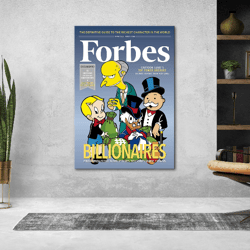forbes magazine billionaires mr monopoly, richie rich, scrooge mcduck, roll canvas, montgomery burns wall home decor, g
