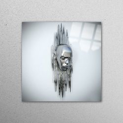 wall art, glass art, glass, 3d effect portrait, 3d glass, silver glass art, trendy wall art, abstract glass,