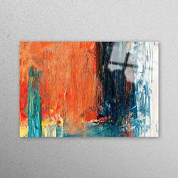 wall art, glass art, glass, orange, orange glass art, modern wall decor, contemporary glass art, abstract plaster glass