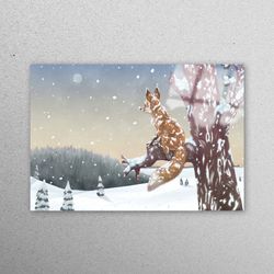 wall art, glass wall art, glass printing, fox kids glass, landscape glass art, view glass art, forest glass decor, kids