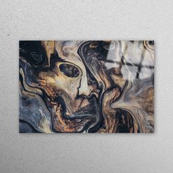 wall decor, glass art, glass wall art, shimmery glass, balck and gold wall art, marble glass wall art, abstract glass,