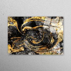 wall decor, glass art, wall art, gold marble glass wall, black marble glass art, modern glass printing, shimmery wall de