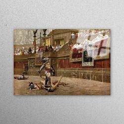wall decoration, mural art, glass printing, gladiators in the arena, abstract wall decor, gladiators in the arena glass,