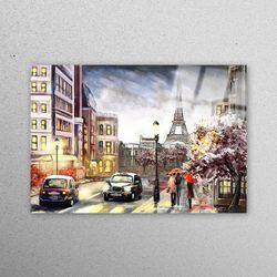 wall decoration, wall art, tempered glass, people with umbrella wall art, abstract paris glass, landscape wall decoratio