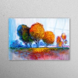 wall decoration, wall decor, wall art, forest wall art, tree glass, autumn glass wall art, oil painting print, abstract