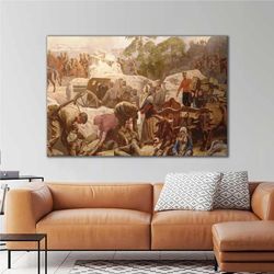 war of independence cart injured soldiers artillery rifle roll up canvas, stretched canvas art, framed wall art painting