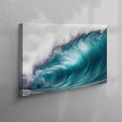 Water Wave Canvas, Coastal Wall Decor, Blue Canvas, Sea Landscape Art, Gift For Her, Wall Art Prints, View Canvas Canvas