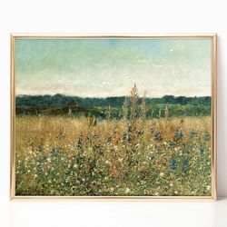 wildflower grass spring landscape canvas print canvas frame country flower classical painting wall art prints room decor