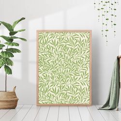 william morris print willow leaves botanical pattern painting vintage textile canvas print canvas frame farmhouse wall a