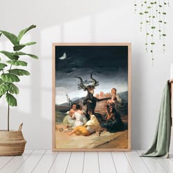 witches of sabbath francisco goya print moody dark academia canvas print canvas framed oil painting gothic vintage victo