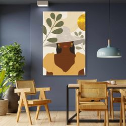 woman wall art, minimal canvas art, scandinavian wall decor, boho wall art, roll up canvas, stretched canvas art, framed