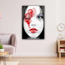 red lipstick model woman roll up canvas, stretched canvas art, framed wall art painting