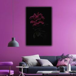 red rose black dark decorative roll up canvas, stretched canvas art, framed wall art painting