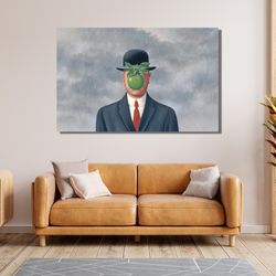 rene magritte canvas print art, the son of man by ren magritte wall art, the son of man wall decor, rene magritte canvas