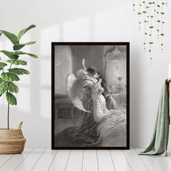 romantic encounter mihaly von zichy angel kiss print dark academia canvas print canvas framed painting gothic vintage vi