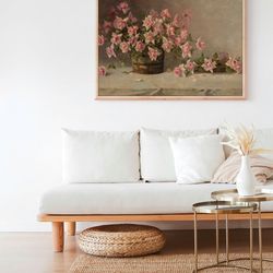 roses in vase still life colorful flowers vintage canvas print canvas framed painting wall art trendy living room antiqu