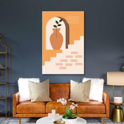 scandinavian wall art, plant canvas art, boho wall decor, roll up canvas, stretched canvas art, framed wall art painting