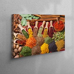 spice canvas, modern canvas decor, kitchen spices artwork, colorful spices printed, gifts art canvas, wedding decor, kit