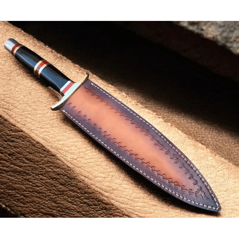 14 Inch D2 Steel Bowie Knife Horn Handle Brass Guard Full Tang Hunting Knife Hunting Gift BF G