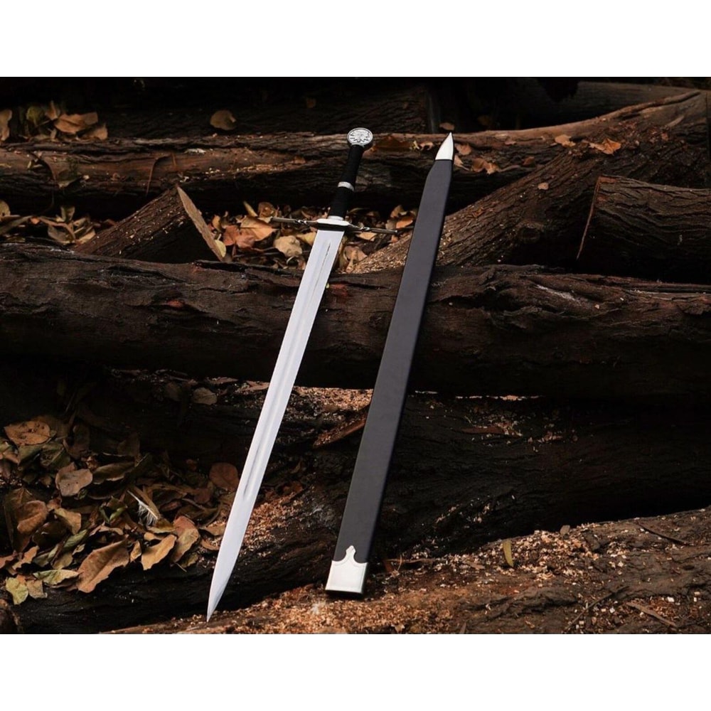 Medieval Fantasy Long Sword Handcrafted Steel Blade With Scabbard Collector Display Sword 0