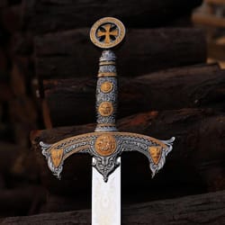 medieval knight long sword replica handcrafted crusader blade fantasy decor display