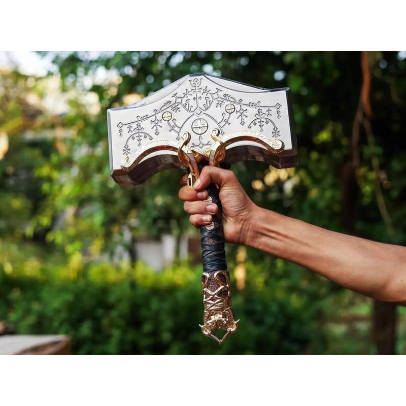 Viking Thor Hammer God Of War Ragnarok Mjolnir Replica Collectible Cosplay Decor 0