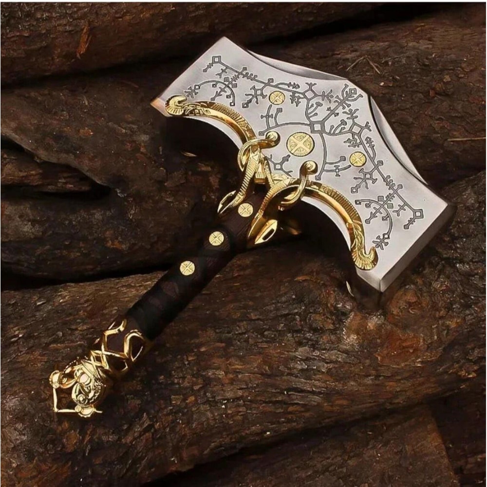 Viking Thor Hammer God Of War Ragnarok Mjolnir Replica Collectible Cosplay Decor 9