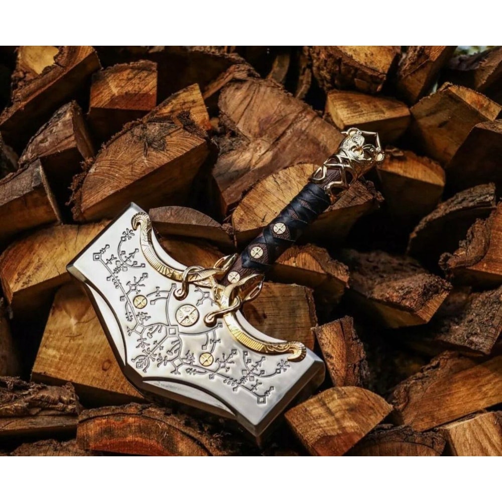 Viking Thor Hammer God Of War Ragnarok Mjolnir Replica Collectible Cosplay Decor 3