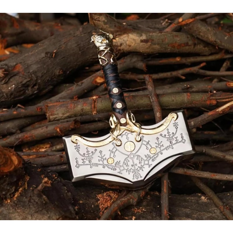 Viking Thor Hammer God Of War Ragnarok Mjolnir Replica Collectible Cosplay Decor 4