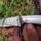 Real Damascus Small EDC Hunting Knife 150 Layers Stag Horn Handle With Leather Sheath 6