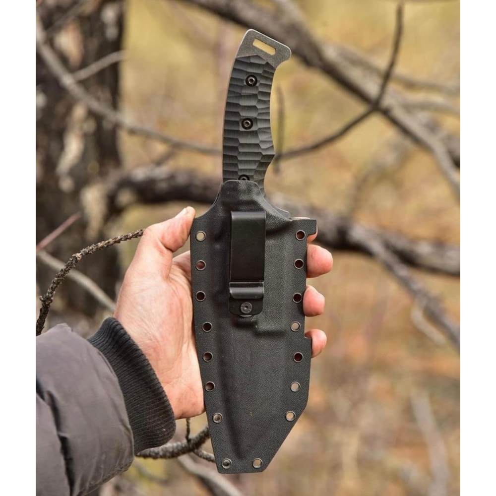 Tactical Knife Sleipner Steel Full Tang Stonewashed Blade Black Compact Handle 0