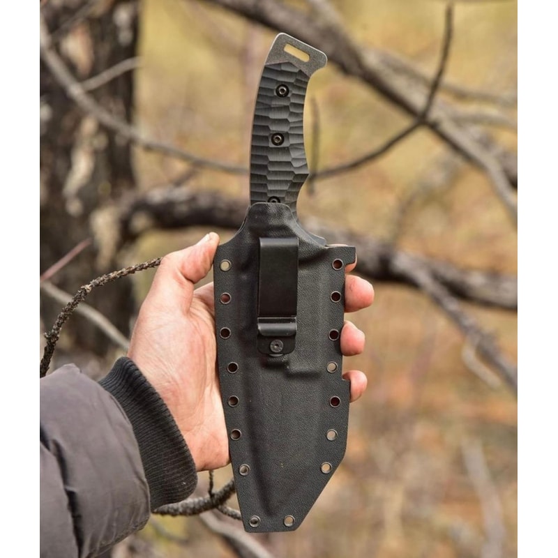 Tactical Knife Sleipner Steel Full Tang Stonewashed Blade Black Compact Handle 0