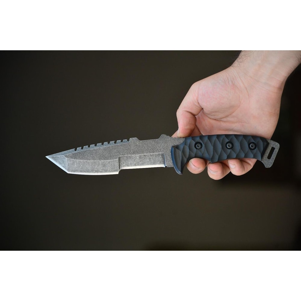 Tactical Knife Sleipner Steel Full Tang Stonewashed Blade Black Compact Handle 2