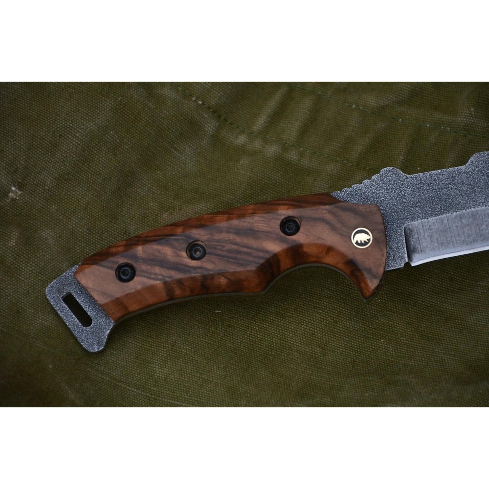 Tracker Knife Sleipner Steel Full Tang Outdoor Knife With Walnut Wood Handle Stonewashed Finish 3